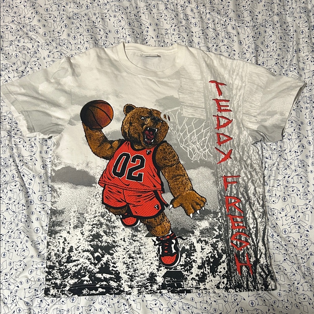 TEDDY FRESH Basketball Bear Graphic Tee Shirt